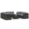 vidaXL Salon de jardin 9 pcs avec coussins Bois impr&eacute;gn&eacute; de gris