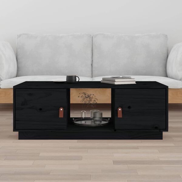 vidaXL Table basse Noir 100x50x35 cm Bois massif de pin