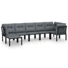 vidaXL Salon de jardin 7 pcs noir et gris r&eacute;sine tress&eacute;e