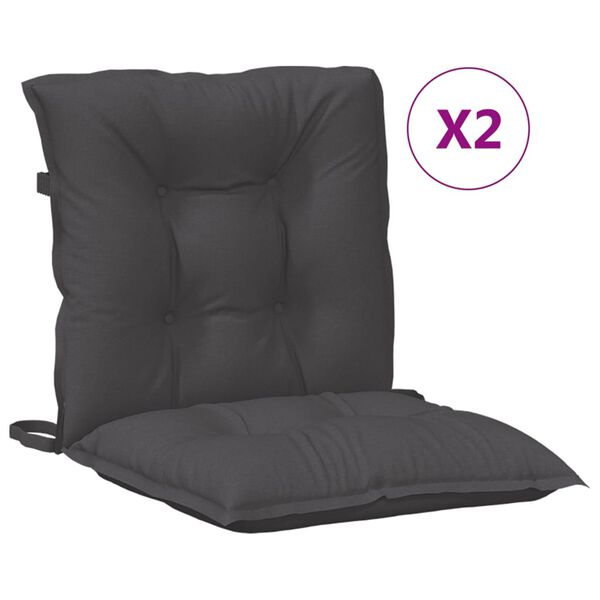 vidaXL Coussins de chaise &agrave; dossier bas lot de 2 anthracite m&eacute;lang&eacute;
