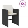 vidaXL Chaises de jardin lot de 4 avec coussins noir r&eacute;sine tress&eacute;e