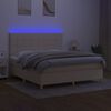 vidaXL Sommier &agrave; lattes de lit et matelas et LED Cr&egrave;me 180x200cm Tissu