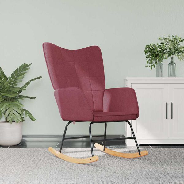 vidaXL Chaise &agrave; bascule Rouge bordeaux Tissu