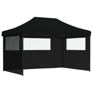 vidaXL Tente de r&eacute;ception pliable escamotable 3 parois lat&eacute;rales noir