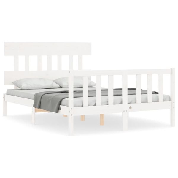 vidaXL Cadre de lit sans matelas blanc bois de pin massif