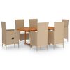 vidaXL Ensemble &agrave; manger de jardin 7 pcs R&eacute;sine tress&eacute;e Beige