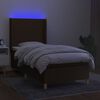 vidaXL Sommier &agrave; lattes de lit matelas LED Marron fonc&eacute; 90x200cm Tissu