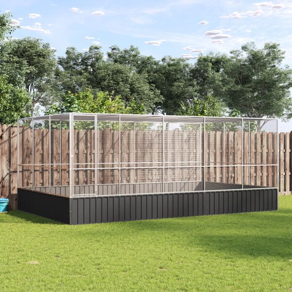 vidaXL Voli&egrave;re avec extension argent&eacute; 518x307x212 cm acier