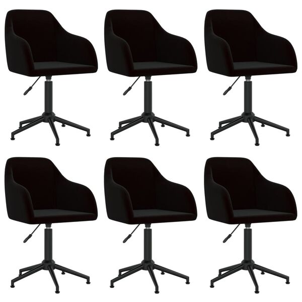 vidaXL Chaises pivotantes &agrave; manger lot de 6 noir velours