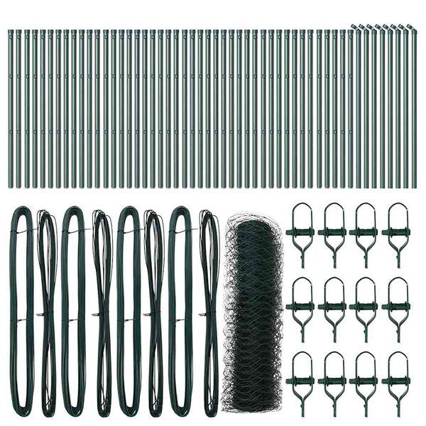 vidaXL Cl&ocirc;ture avec poteaux Vert 0,6 x 100 m Acier recouvert de PVC