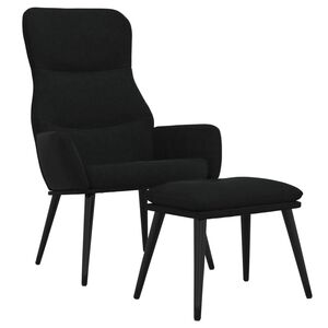 vidaXL Chaise de relaxation avec tabouret Noir Tissu