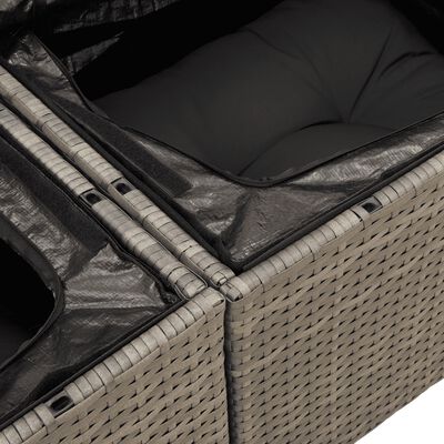 vidaXL Salon de jardin avec coussins 13 pcs gris résine tressée