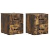 vidaXL Cabinet de chevet mural 2 pc Ch&ecirc;ne fum&eacute; 34,5 x 33 x 40 cm