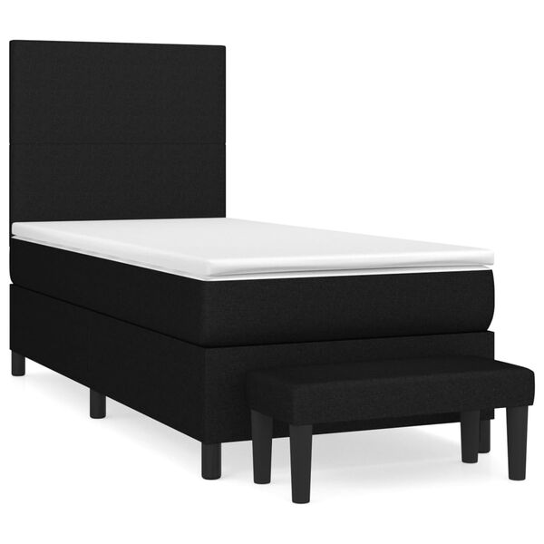 vidaXL Sommier &agrave; lattes de lit avec matelas Noir 90x190 cm Tissu