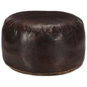vidaXL Pouf 60 x 30 cm Marron fonc&eacute; Cuir v&eacute;ritable de ch&egrave;vre