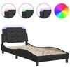 vidaXL Cadre de lit avec LED sans matelas Zadar noir 90x200 cm