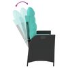 vidaXL Banc inclinable de jardin avec coussins noir r&eacute;sine tress&eacute;e