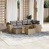 vidaXL Salon de jardin avec coussins 7 pcs beige r&eacute;sine tress&eacute;e