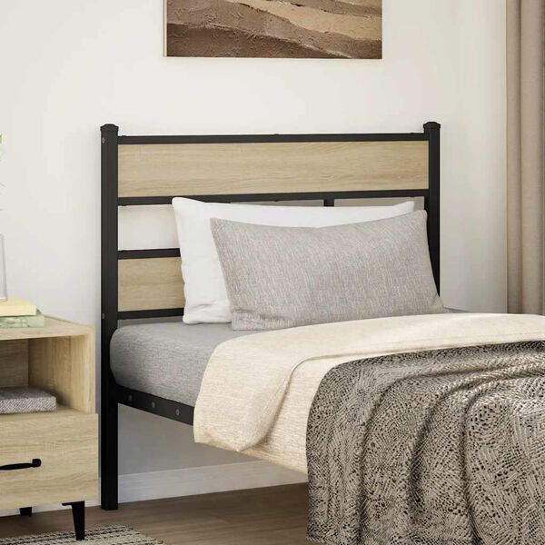 vidaXL T&ecirc;te de lit de remplacement ch&ecirc;ne sonoma 100 cm fer et bois d&rsquo;ing&eacute;nierie