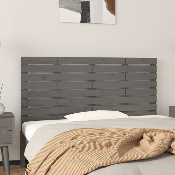 vidaXL T&ecirc;te de lit murale Gris 156x3x63 cm Bois massif de pin