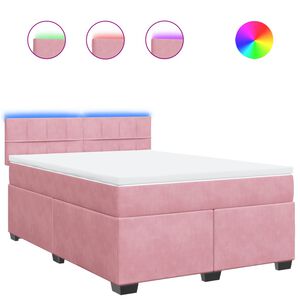 vidaXL Sommier &agrave; lattes de lit avec matelas Rose 140x190 cm Velours