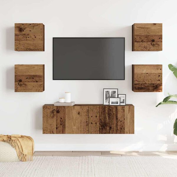 vidaXL Ensemble de meuble TV mural 5 pcs vieux bois bois d'ing&eacute;nierie