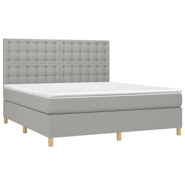 vidaXL Sommier &agrave; lattes de lit et matelas et LED Gris clair 180x200 cm