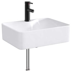 vidaXL Lavabo de salle de bain avec robinet et &eacute;vacuation Noir Mat