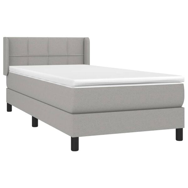 vidaXL Sommier &agrave; lattes de lit et matelas Gris clair 90x190 cm Tissu