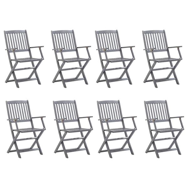 vidaXL Chaises pliables d'ext&eacute;rieur lot de 8 et coussins Bois d'acacia