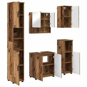 vidaXL Ensemble de mobilier de salle de bain 5 pc Bois Ancien