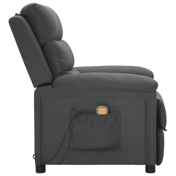 vidaXL Fauteuil de massage Gris foncé Tissu