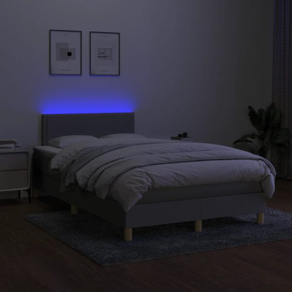 vidaXL Sommier &agrave; lattes de lit matelas LED gris clair 120x190 cm tissu