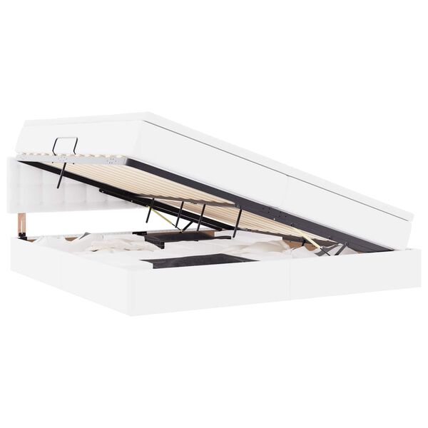 vidaXL Lit de Rangement Blanc pur 200 x 200 cm Cuir synth&eacute;tique