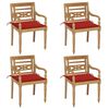 vidaXL Chaises Batavia avec coussins lot de 4 Bois de teck solide