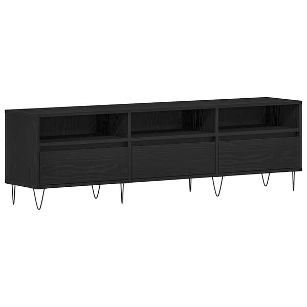 vidaXL Meuble TV Ch&ecirc;ne noir 150 x 30 x 44,5 cm Bois d'ing&eacute;nierie