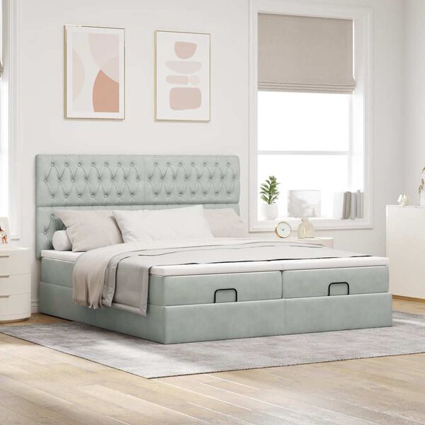 VidaXL Cadre de lit ottoman et matelas gris clair 160x200cm velours