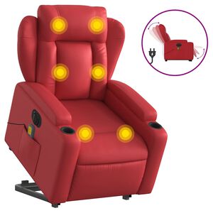 vidaXL Fauteuil inclinable de massage &eacute;lectrique rouge similicuir