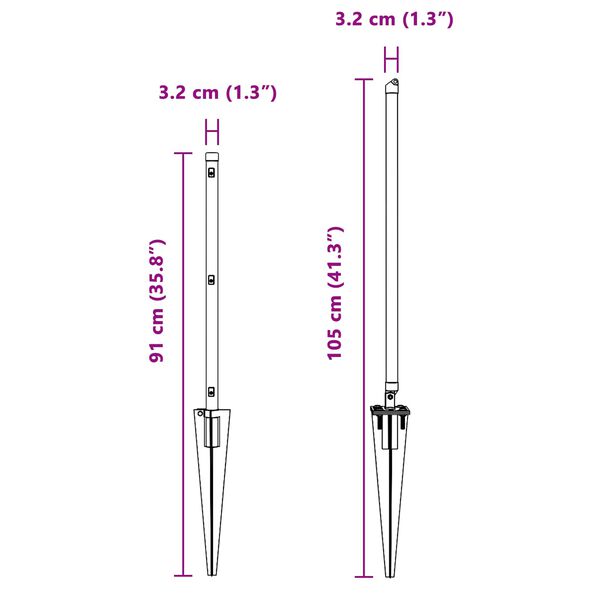 vidaXL Poteau de cl&ocirc;ture. 52 pcs Gris 3,2 x 3,2 x 60 cm