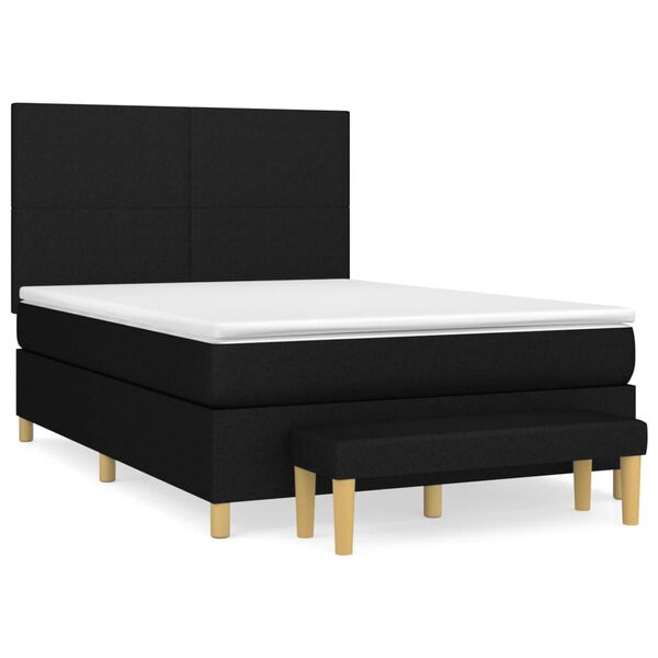 vidaXL Sommier &agrave; lattes de lit avec matelas Noir 140x190 cm Tissu
