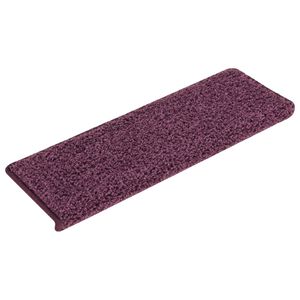 vidaXL Tapis d'escalier 15 pi&egrave;ces 65 x 21 x 4 cm Violet fonc&eacute; Bord rectangulaire