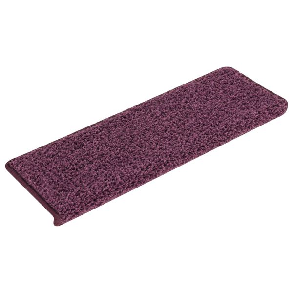 vidaXL Tapis d'escalier 15 pi&egrave;ces 65 x 21 x 4 cm Violet fonc&eacute; Bord rectangulaire