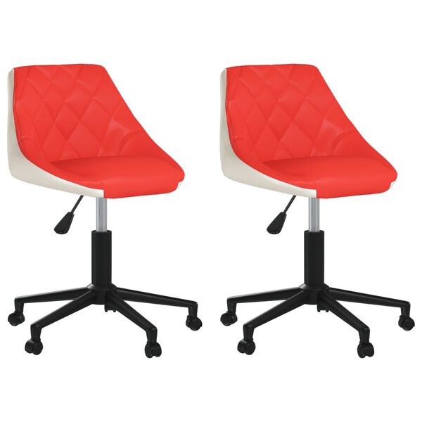 vidaXL Chaises &agrave; manger pivotantes lot de 2 rouge et blanc similicuir