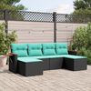 vidaXL Salon de jardin 6 pcs avec coussins noir r&eacute;sine tress&eacute;e