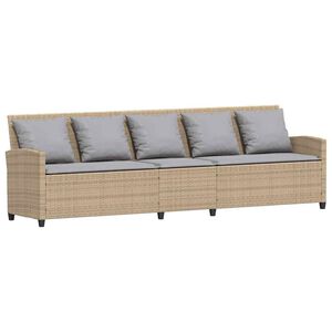 vidaXL Canap&eacute; de jardin avec coussins 5 places beige r&eacute;sine tress&eacute;e