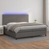 vidaXL Sommier &agrave; lattes de lit avec matelas et LED Gris 200x200 cm