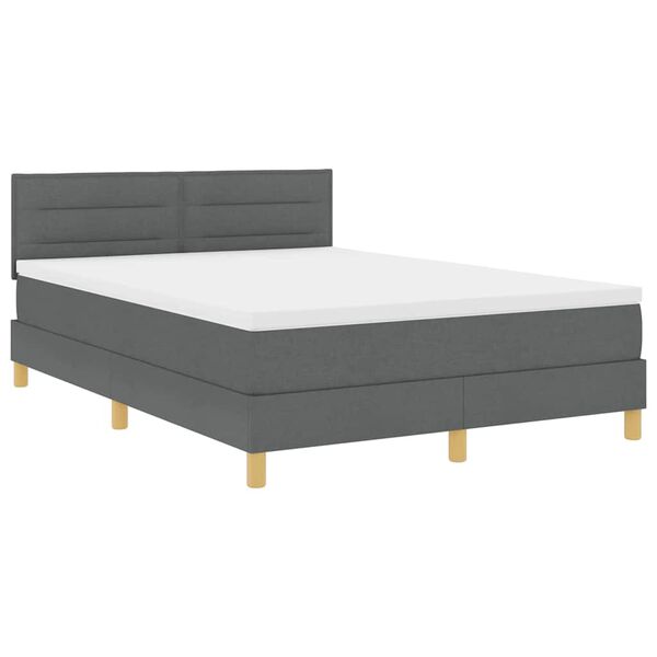 vidaXL Lit &agrave; ressorts avec matelas Gris fonc&eacute; 140 x 190 cm tissu