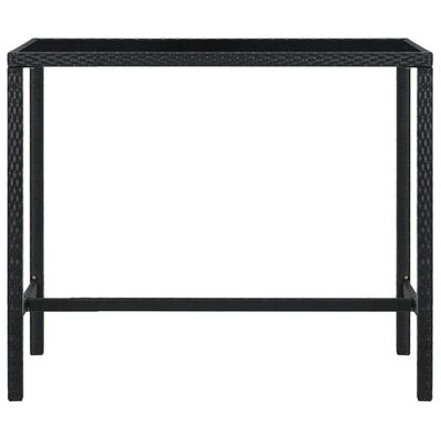 vidaXL Table bar de jardin Noir 130x60x110 cm Résine tressée et verre