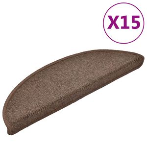 vidaXL Tapis d'escalier 15 pi&egrave;ces 56 x 17 x 3 cm Non-Slip Marron caf&eacute;