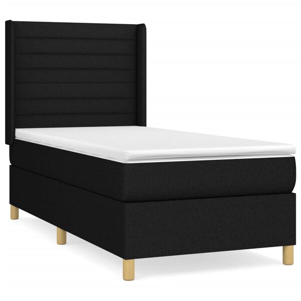 vidaXL Sommier &agrave; lattes de lit avec matelas Noir 90x200 cm Tissu